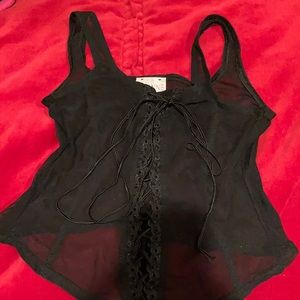 Sheer lace up tank
